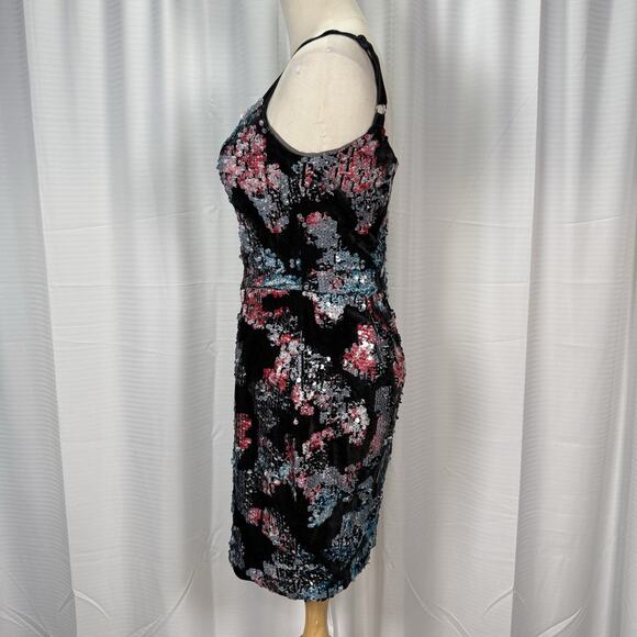 Dress the Population Lindsay Sequin Velvet Mini Dress Size Small Black EUC - Picture 5 of 14